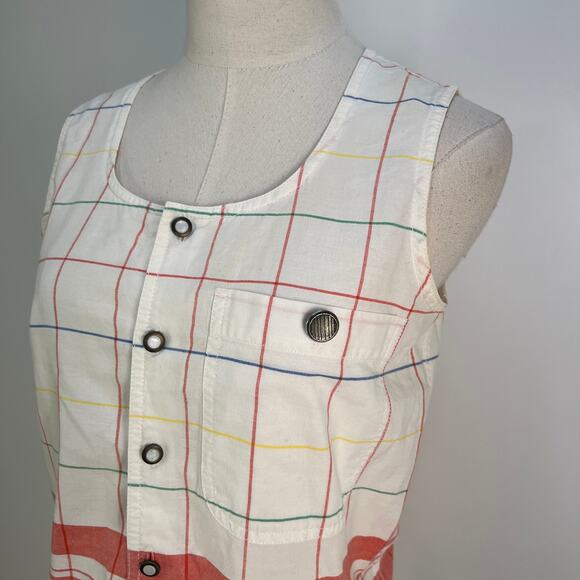 Vintage Lizwear Tank Top Cotton Windowpane Print - Picture 2 of 8